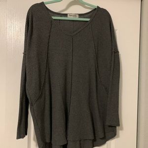 Waffle knit gray long sleeve shop impressions size medium.